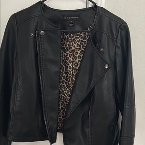 Bagatelle Black Leather Moto Jacket with Asymmetrical Zipper